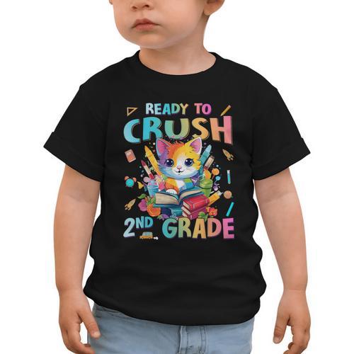Ready To Crush 2nd Grade Back To School 2nd Grade Cat Kitten Graphic Toddler T-Shirt - Savourry