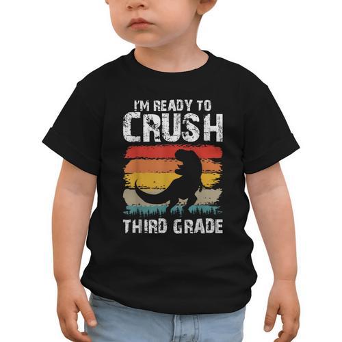 Ready Crush Third 3rd Grade Dinosaur Back To School Boys Graphic Toddler T-Shirt - Savourry
