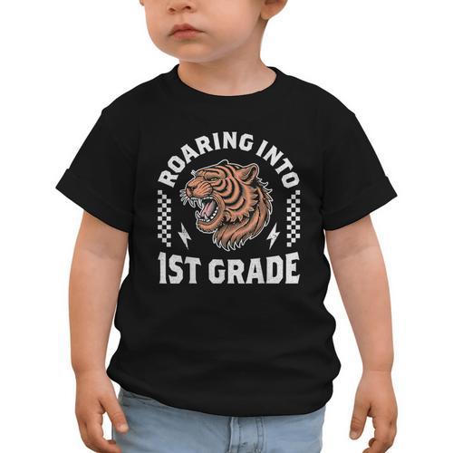 Roaring Into 1st Grade Roaring Tiger Back To School Boy Girl Graphic Toddler T-Shirt - Savourry