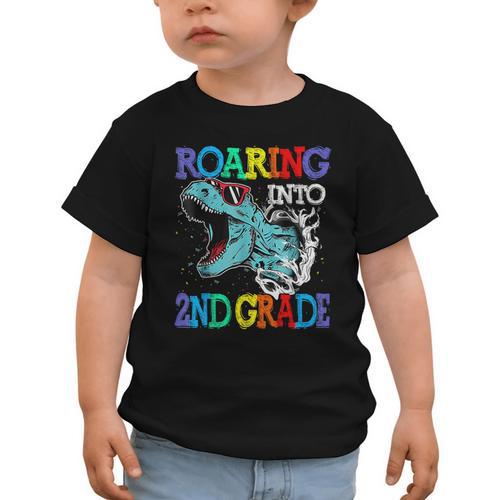 Roaring Into 2Nd Grade Dinosaur T Rex Back To School Graphic Toddler T-Shirt - Savourry