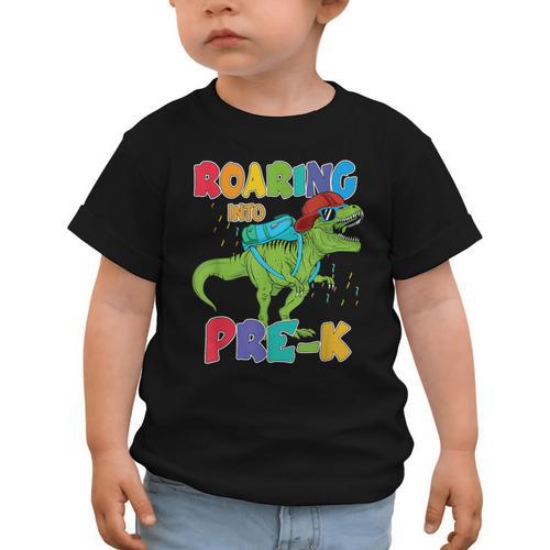 Roaring Into Pre-K Preschool Dinosaur Back To School Graphic Toddler T-Shirt - Savourry
