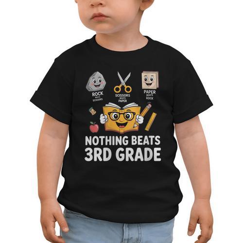 Rock Scissor Paper Nothing Beats 3rd Grade Back To School Graphic Toddler T-Shirt - Savourry