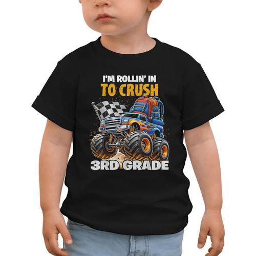 Rollin Crush Monster Truck Back To School 3rd Grade Boys Graphic Toddler T-Shirt - Savourry