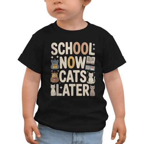 School Now Cats Later Back To School Graphic Toddler T-Shirt - Savourry