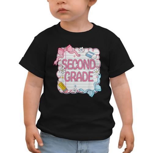 Second Grade Girls Kids Back To School Girls Coquette Bows Graphic Toddler T-Shirt - Savourry