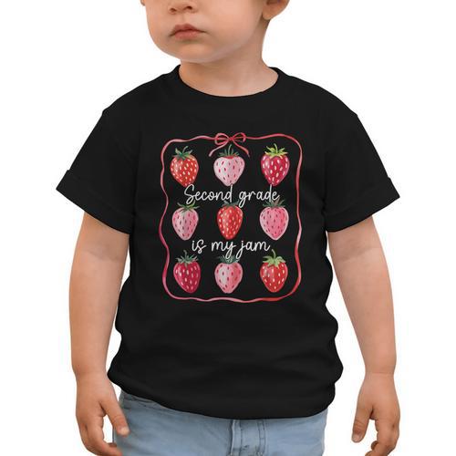 Second Grade Is My Jam Strawberry 2nd Grade Back To School Graphic Toddler T-Shirt - Savourry