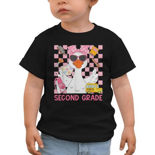 Silly Goose Second Grade Back To School Coquette Girly Graphic Toddler T-Shirt - Savourry