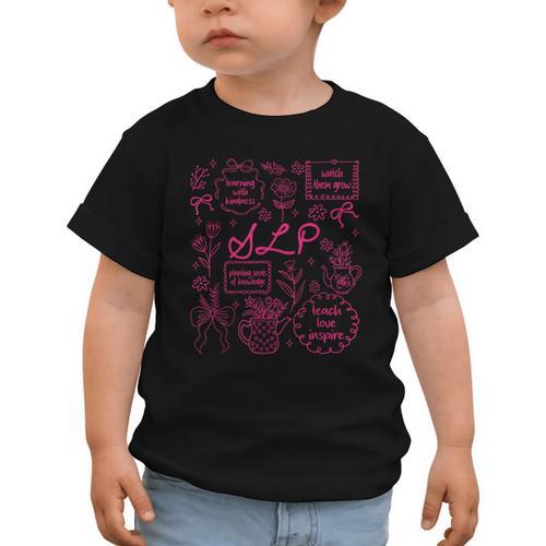 SLP Love Inspire Teach Pink Bow Back To School Graphic Toddler T-Shirt - Savourry