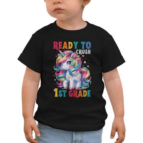 Student Unicorn Ready Back To School Crush 1st Grade Girls Graphic Toddler T-Shirt - Savourry