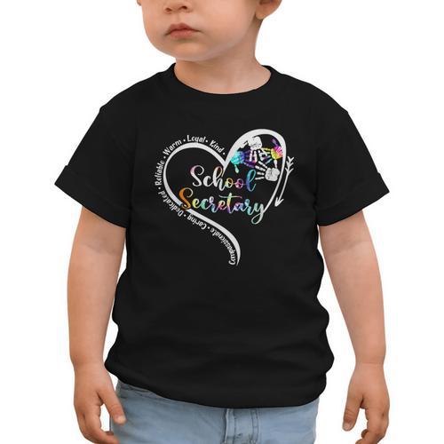 Tie Dye Heart School Secretary Life Tee Cute Back To School Graphic Toddler T-Shirt - Savourry