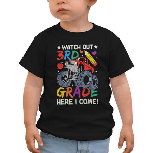 Watch Out 3rd Grade Here I Come Monster Truck Back To School Graphic Toddler T-Shirt - Savourry