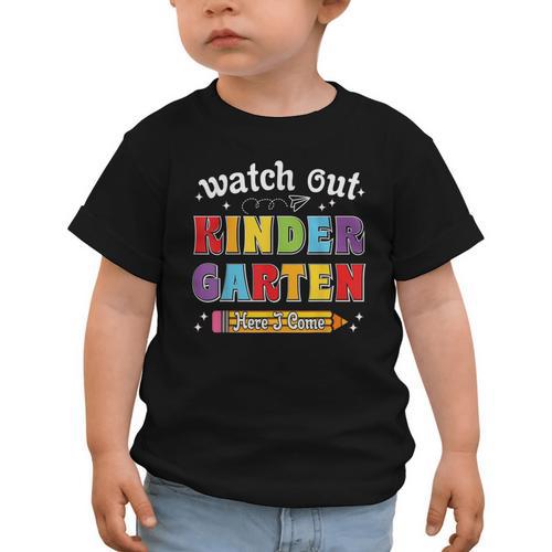 Watch Out Kindergarten Here I Come Back To School Graphic Toddler T-Shirt - Savourry