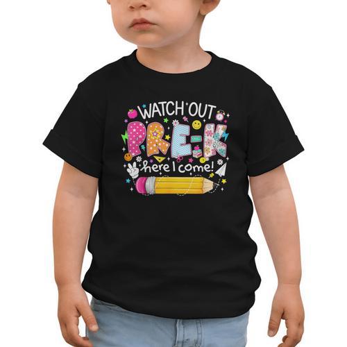 Watch Out Pre-K Here I Come Back To School Boy Girl Kids Graphic Toddler T-Shirt - Savourry