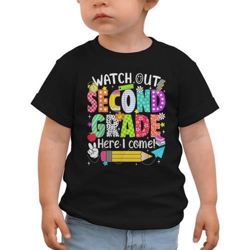 Watch Out Second Grade Here I Come Back To School Boys Girls Graphic Toddler T-Shirt - Savourry