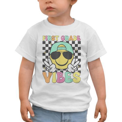 1st Grade Vibes Smile Face Back To School First Grade Graphic Toddler T-Shirt - Savourry