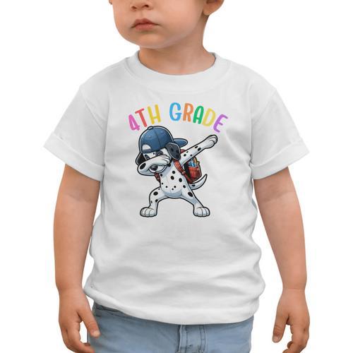 4th Grade Crew Dalmatian Dog Dabbing Back To School Premium Tri-Blend Graphic Toddler T-Shirt - Savourry