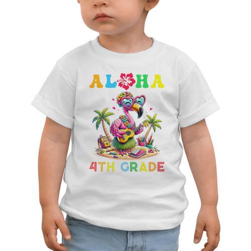 Aloha Fourth Grade Flamingo Hawaii Back To School Kids Girl Premium Tri-Blend Graphic Toddler T-Shirt - Savourry