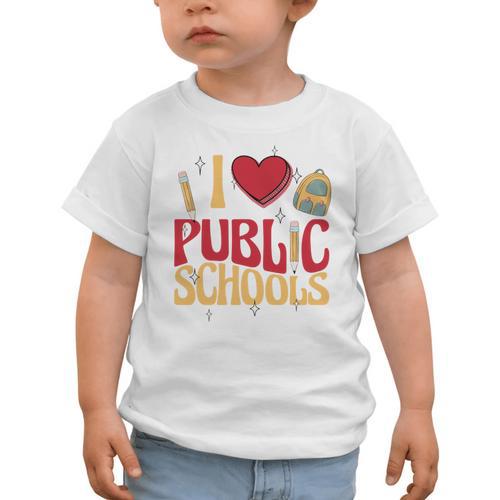 Back To School Education I Love Public Schools Graphic Toddler T-Shirt - Savourry