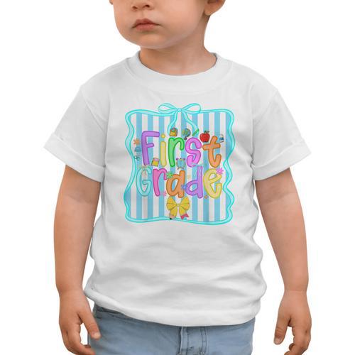 Back To School First Grade For Teen Girls Bow 1st Grade Kids Graphic Toddler T-Shirt - Savourry
