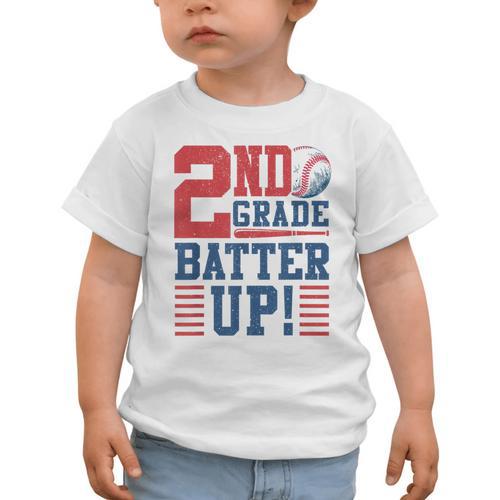 Baseball Second Grade Back To School 2nd Grade Batter Up Graphic Toddler T-Shirt - Savourry