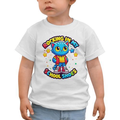 Cat Rocking In My School Shoes Fun Back To School Kids Boys Premium Tri-Blend Graphic Toddler T-Shirt - Savourry