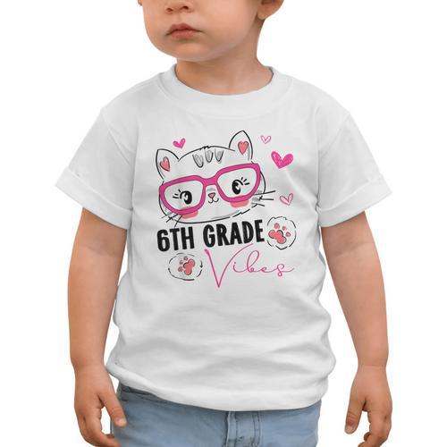 Cute 6th Grade Vibes Cat Kitten Lover Back To School Girls Graphic Toddler T-Shirt - Savourry