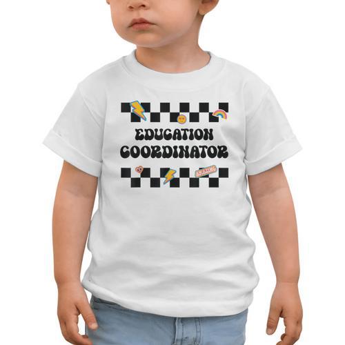 Education Coordinator Groovy Back To School Checkered Graphic Toddler T-Shirt - Savourry