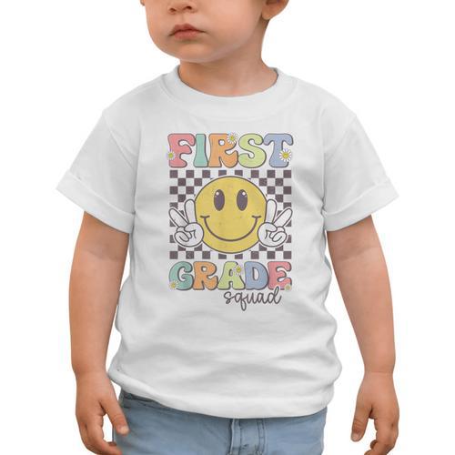 First Grade Squad Smile Face 1st Grade Back To School Graphic Toddler T-Shirt - Savourry