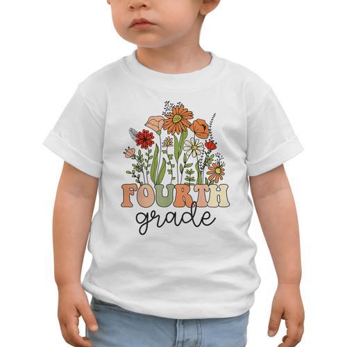 Groovy Fourth Grade Wildflowers Back To School 4th Grade Graphic Toddler T-Shirt - Savourry