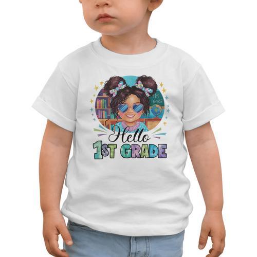 Hello 1st Grade Girl Back To School Kids Boys Girls Graphic Toddler T-Shirt - Savourry