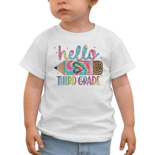 Hello Third Grade Pencil Tie Dye Back To School 3rd Grade Graphic Toddler T-Shirt - Savourry