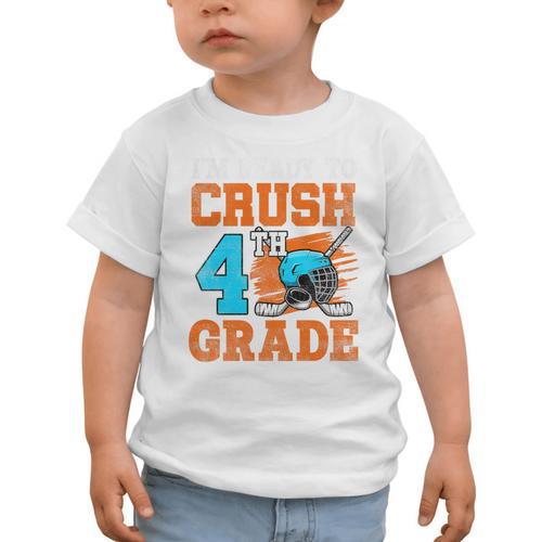 I'm Ready To Crush 4th Grade Hockey Kids Back To School Premium Tri-Blend Graphic Toddler T-Shirt - Savourry