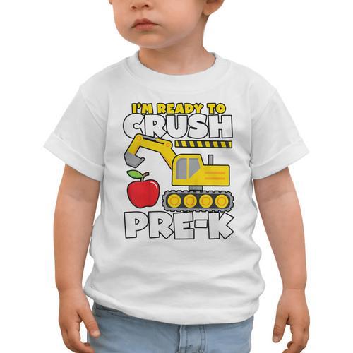 I'm Ready To Crush Pre-K Excavator Back To School Boys Graphic Toddler T-Shirt - Savourry