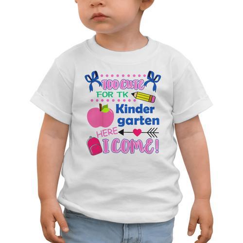 Kids Back To School Here I Come Kindergarten Girls TK Grad Graphic Toddler T-Shirt - Savourry