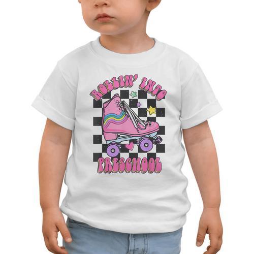 Kids Back To School Skating Rollin Into Preschool Graphic Toddler T-Shirt - Savourry