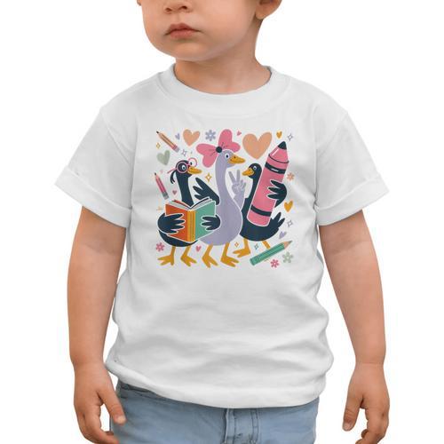 Kindergarten 1st Grade Goose Back To School Girls Graphic Toddler T-Shirt - Savourry