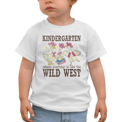 Kindergarten Wild West Goose Cowboy Goose Back To School Graphic Toddler T-Shirt - Savourry
