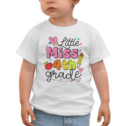 Little Miss 4th Grade Back To School Cute Fourth Grade Girls Graphic Toddler T-Shirt - Savourry