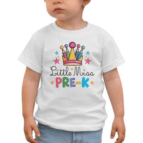 Miss Pre-K Pencils Crown Cute Back To School First Day Girls Graphic Toddler T-Shirt - Savourry