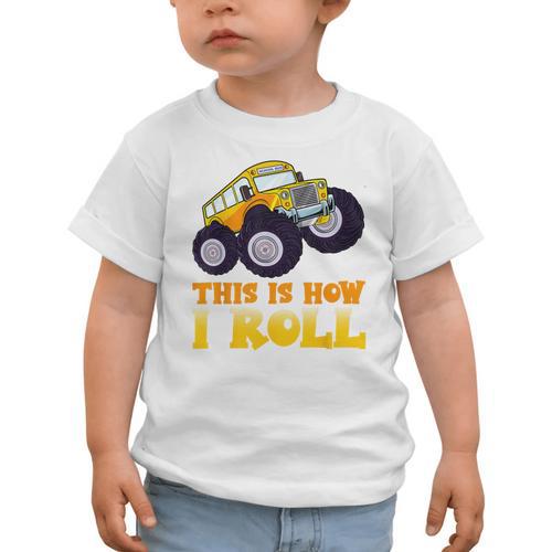 Monster Truck School Bus This Is How I Roll Back To School Graphic Toddler T-Shirt - Savourry