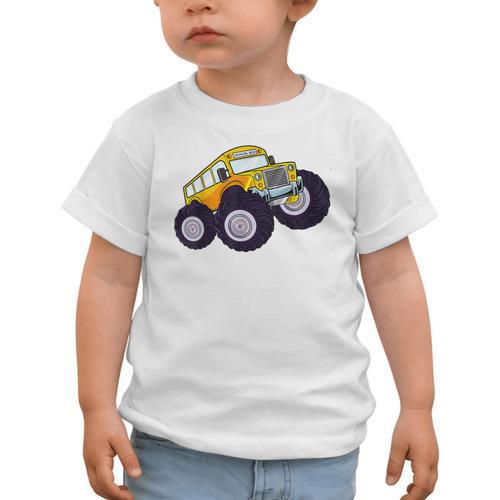 Monster Truck School Bus Yellow Back To School Kids Toddler Graphic Toddler T-Shirt - Savourry