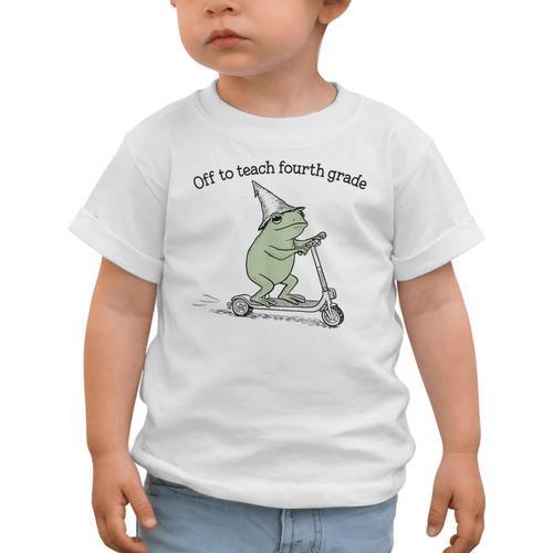 Off To Teach Fourth Grade Froggy Cute Frog Back To School Graphic Toddler T-Shirt - Savourry