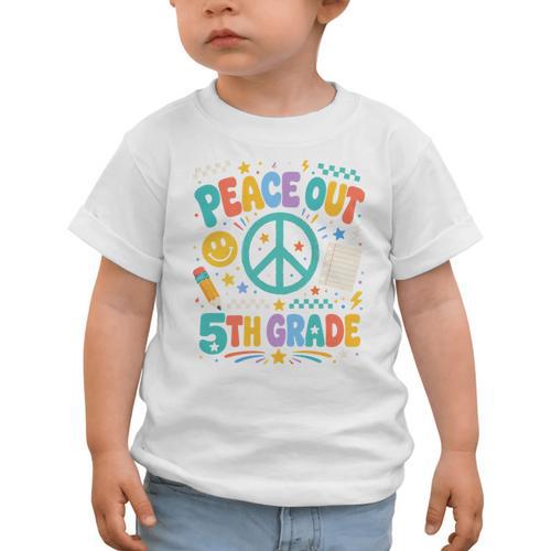 Peace Out 5th Grade Retro Back To School Students Graphic Toddler T-Shirt - Savourry