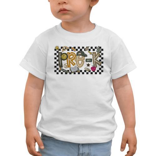 Retro Checkered Back To School Pre K Dude Cute Kid Preschool Graphic Toddler T-Shirt - Savourry