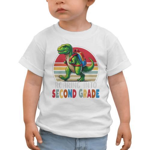 Roaring Into Second Grade T-Rex Back To School 2nd Grade Premium Tri-Blend Graphic Toddler T-Shirt - Savourry