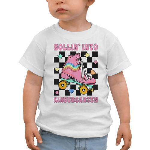 Rolling Into Kindergarten Roller Skating Girl Back To School Graphic Toddler T-Shirt - Savourry
