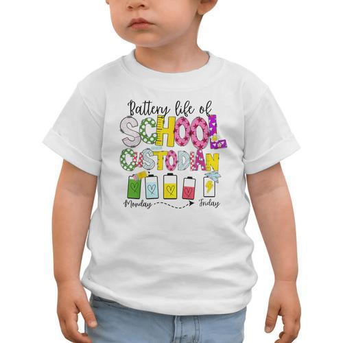 School Custodian Battery Life Back To School Janitor Graphic Toddler T-Shirt - Savourry