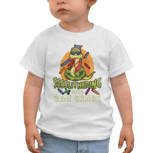 Slithering Into 2nd Grade First Day Back To School Snake Performance Graphic Toddler T-Shirt - Savourry