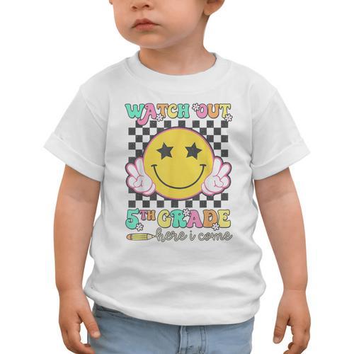 Watch Out 5th Grade Here I Come Back To School Fifth Grade Graphic Toddler T-Shirt - Savourry