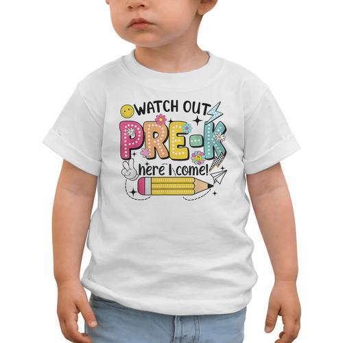 Watch Out Pre-K Here I Come Back To School Pre-K Graphic Toddler T-Shirt - Savourry